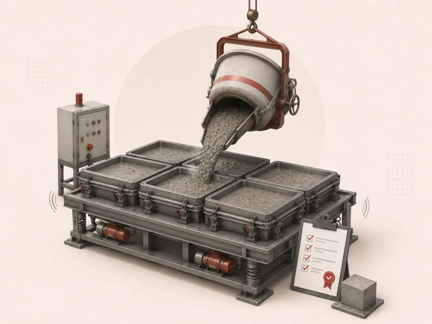 Pouring and moulding process illustration