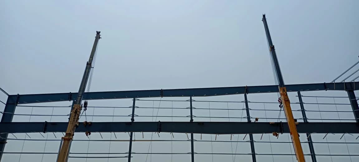 Crane work with structural steel frames